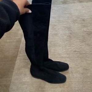 Black suede over the knee boots- narrow fit